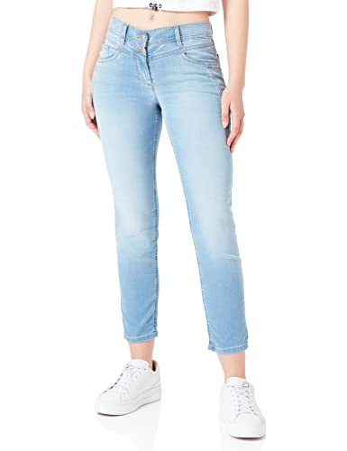 Gerry Weber Damen 5 Pocket Jeans BEST4ME mit modischen Details unifarben 7/8 Länge Blue Denim Washed 34 von Gerry Weber