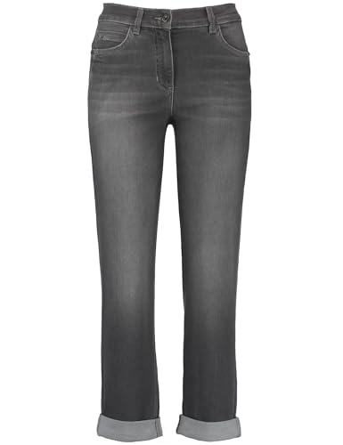 Gerry Weber Damen 5-Pocket Jeans Best4me Relaxed unifarben, Washed-Out-Effekt 7/8 Länge Grau mit use 48 von Gerry Weber