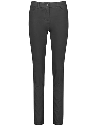 Gerry Weber Damen 5-Pocket Jeans Best4me Slimfit unifarben, Washed-Out-Effekt reguläre Länge Black Black Denim 38 von Gerry Weber