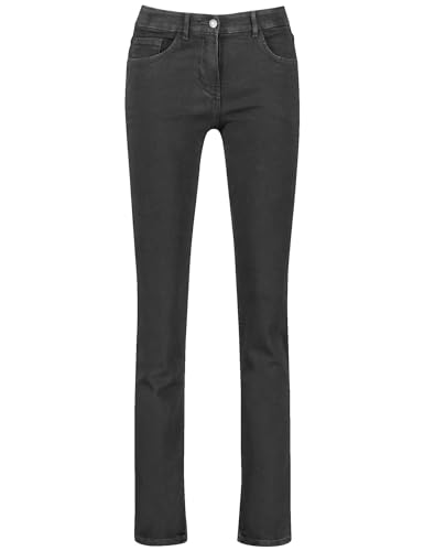 Gerry Weber Damen 5-Pocket Jeans unifarben, Washed-Out-Effekt 7/8 Länge, Kurzgröße Black Black Denim 38S von Gerry Weber