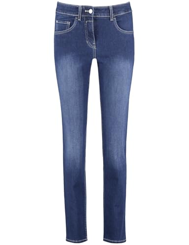 Gerry Weber Damen 5-Pocket Jeans SOL꞉INE BEST4ME Slim Fit unifarben reguläre Länge Blue Denim with use 38 von Gerry Weber