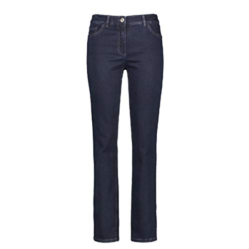 Gerry Weber Damen 5-Pocket Jeans Straight Fit unifarben reguläre Länge Black Black Denim 42 von Gerry Weber