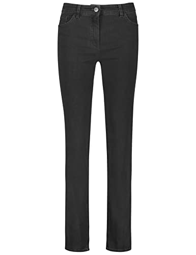 Gerry Weber Damen 5-Pocket Jeans Straight Fit Kurzgröße unifarben Kurzgröße Dark Grey Denim 38S von Gerry Weber