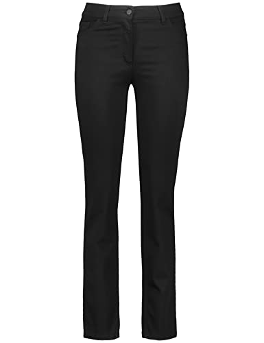 Gerry Weber Damen 5-Pocket Jeans Straight Fit Kurzgröße unifarben Kurzgröße Black Black Denim 36S von Gerry Weber