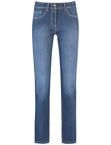 Gerry Weber Damen 5-Pocket Jeans unifarben, Washed-Out-Effekt 7/8 Länge, Kurzgröße Blue Denim mit use 40S von Gerry Weber