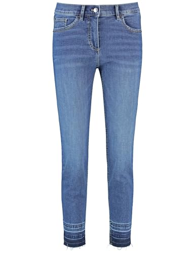 Gerry Weber Damen 5-Pocket SOL꞉INE BEST4ME Cropped unifarben, Washed-Out-Effekt 7/8 Länge Blue Denim with use 46 von Gerry Weber