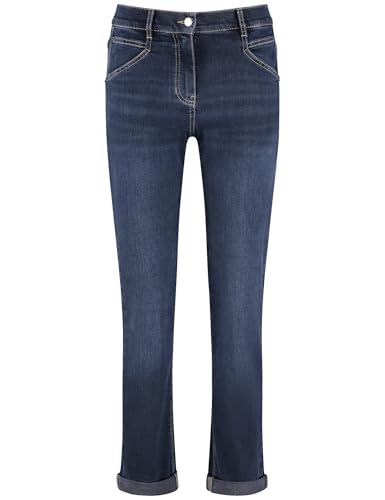 Gerry Weber Damen 7/8 Jeans KIA꞉RA Relaxed FIT unifarben, Washed-Out-Effekt 7/8 Länge Dark Blue Denim 38 von Gerry Weber
