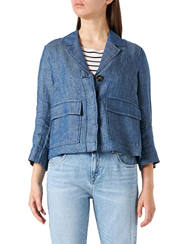 GERRY WEBER Damen 730030-31262 Blazer 3/4 Arm, Indigo Blue Leinen, 36 von Gerry Weber