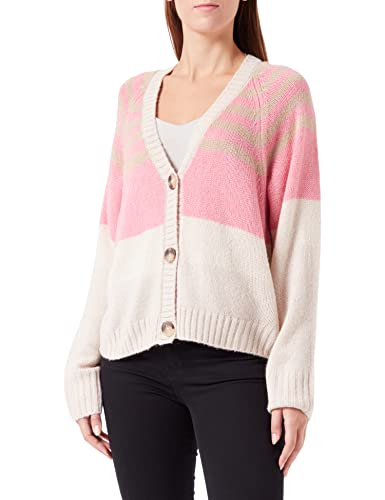 GERRY WEBER Damen 830024-35706 Jacke Strick, Ecru/Weiss/Lila/Pink Ringel, 40 von Gerry Weber