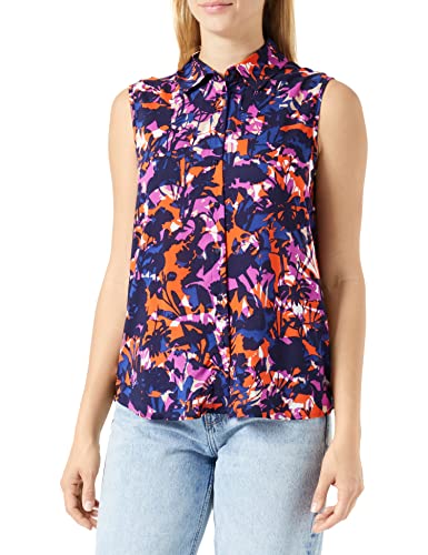 Gerry Weber Damen Ärmellose Bluse mit floralem Muster ärmellos floral, Gemustert Blau/Lila/Pink Druck 44 von Gerry Weber