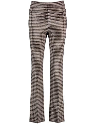 Gerry Weber Damen Ausgestellte Stretchhose mit Hahnentrittkaro Gemustert, kariert reguläre Länge Camel Schwarz Hahnentritt 44 von Gerry Weber