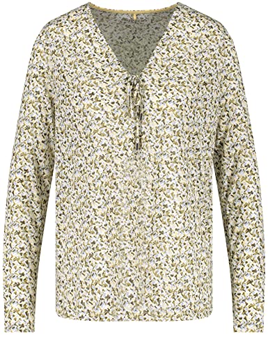 Gerry Weber Damen Ausgestelltes Langarmshirt Langarm Gemustert Ecru/Weiss/Grün Druck 36 von Gerry Weber