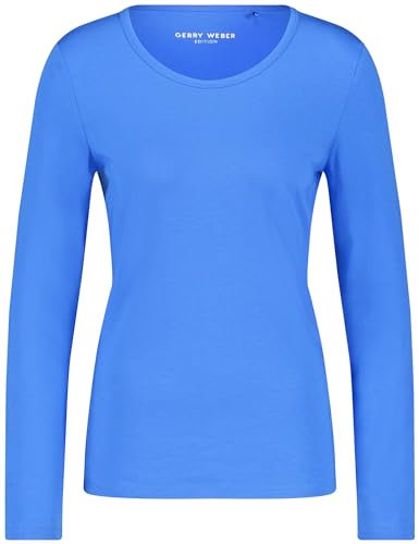 Gerry Weber Damen Basic Langarmshirt mit Stretchkomfort Langarm Langarmshirt mit Frontprint Langarmshirt unifarben Bright Blue 42 von Gerry Weber