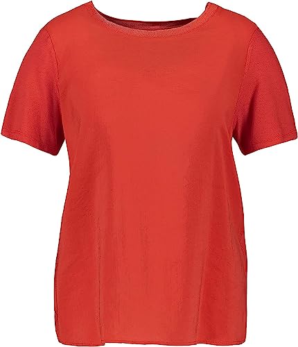 Gerry Weber Damen Basic T-Shirt mit Material-Patch Kurzarm unifarben Fire 36 von Gerry Weber