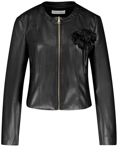 Gerry Weber Damen Beschichtete Blazerjacke mit Blumendetail Langarm unifarben Schwarz 38 von Gerry Weber