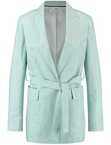 Gerry Weber Damen Blazer mit Bindegürtel Langarm unifarben Grün/Ecru/Weiss Gemustert 44 von Gerry Weber