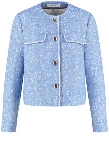 Gerry Weber Damen Blazerjacke in Tweedoptik Langarm, mit Schlitz unifarben, Melange bleu Offwhite 42 von Gerry Weber