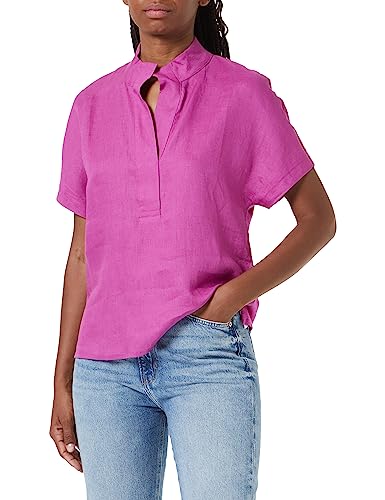 Gerry Weber Damen Blusenshirt aus Leinen überschnittene Schultern, Kurzarm T-Shirt 1/2 Arm Blusenshirt unifarben Orchid 34 von Gerry Weber