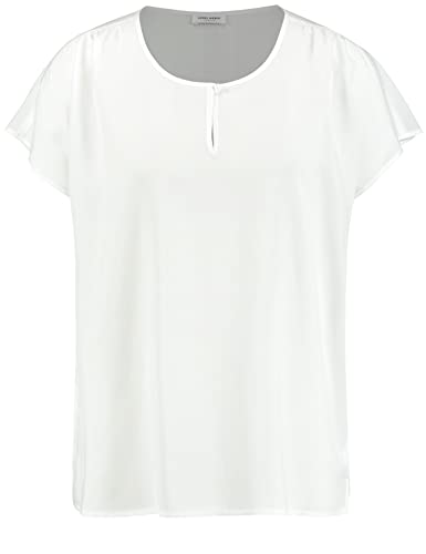 Gerry Weber Damen Blusenshirt mit Flügelarm Kurzarm, überschnittene Schultern unifarben Off-White 46 von Gerry Weber