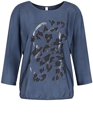 Gerry Weber Damen Blusenshirt mit Material-Patch und Frontprint Langarm, Fledermausärmel unifarben, Frontprint Dawn 44 von Gerry Weber