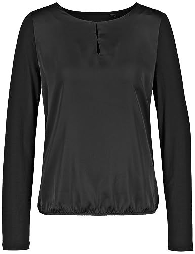 Gerry Weber Damen Blusenshirt mit Material-Patch und elastischem Saum Langarm unifarben Schwarz 38 von Gerry Weber