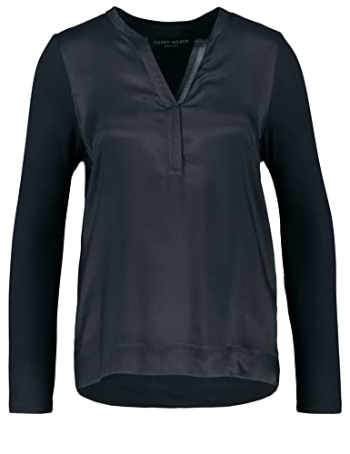 Gerry Weber Damen Blusenshirt mit Materialmix Langarm unifarben Navy 46 von Gerry Weber