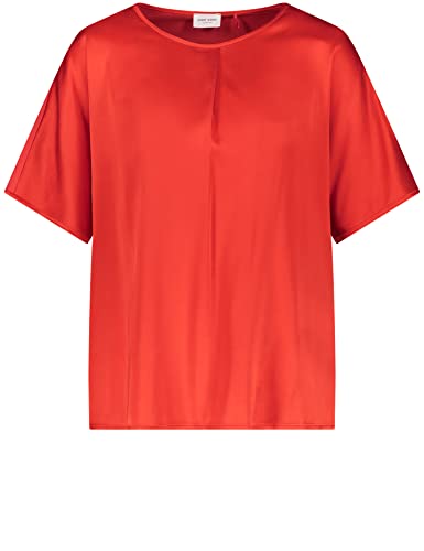 Gerry Weber Damen Blusenshirt mit gelegter Falte am Ausschnitt Kurzarm, überschnittene Schultern unifarben Fire 36 von Gerry Weber