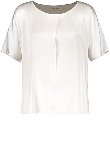 Gerry Weber Damen Blusenshirt mit gelegter Falte am Ausschnitt Kurzarm, überschnittene Schultern unifarben Off-White 38 von Gerry Weber
