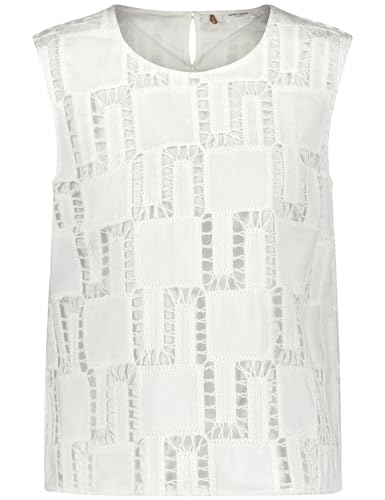 Gerry Weber Damen Blusentop mit Spitzenoverlayer ärmellos unifarben Off-White 48 von Gerry Weber