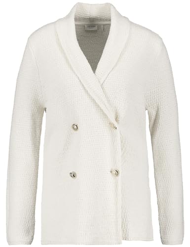 Gerry Weber Damen Cardigan in Strukturstrick mit doppelter Knopfreihe Langarm unifarben Off-White 40 von Gerry Weber