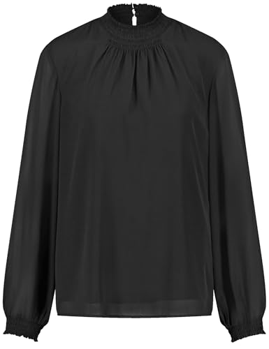 Gerry Weber Damen Chiffonbluse mit semitransparentem Overlayer elastischer Ärmelsaum, Langarm unifarben Schwarz 40 Gerry Weber Damen Chiffonbluse mit semitransparentem Overlayer elastischer Ärmelsaum, Langarm unifarben Schwarz 40 von Gerry Weber