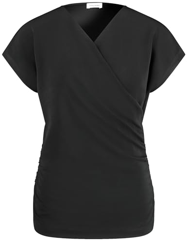 Gerry Weber Damen Elastisches T-Shirt mit Wickeloptik Kurzarm unifarben Schwarz 46 von Gerry Weber