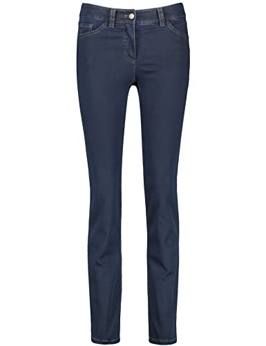 Gerry Weber Damen Figurformende Jeans Best4me Slim Fit Kurzgröße unifarben Kurzgröße Dark Blue Denim 38S von Gerry Weber