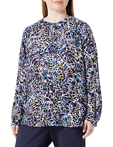 Gerry Weber Damen Fließende Bluse mit Allover-Muster Ballonärmel, Langarm Gemustert Ecru/Weiss/Blau Druck 40 von Gerry Weber