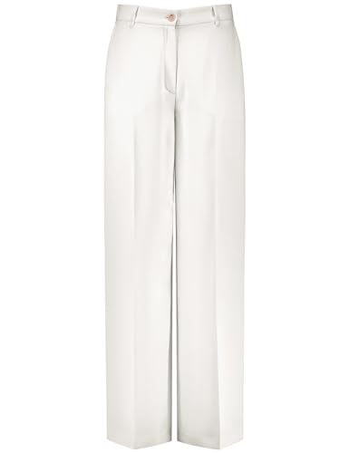 Gerry Weber Damen Fließende Hose mit Bügelfalte unifarben reguläre Länge Off-White 42 von Gerry Weber