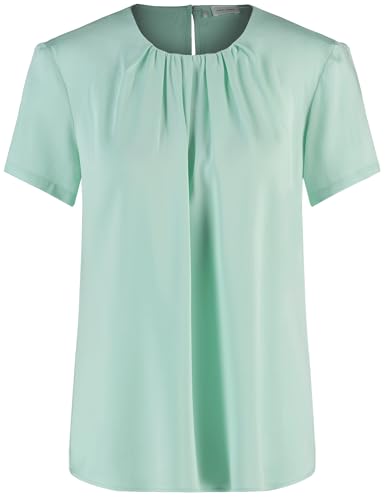 Gerry Weber Damen Fließendes Blusenshirt mit Faltendetail Kurzarm unifarben ICY Sky 42 von Gerry Weber