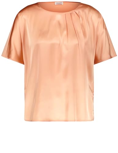 Gerry Weber Damen Fließendes Blusenshirt mit Material-Patch überschnittene Schultern, Kurzarm unifarben Apricot Crush 42 von Gerry Weber