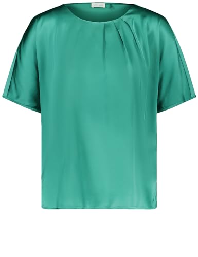 Gerry Weber Damen Fließendes Blusenshirt mit Material-Patch überschnittene Schultern, Kurzarm unifarben Malachite 40 von Gerry Weber