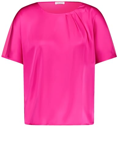 Gerry Weber Damen Fließendes Blusenshirt mit Material-Patch überschnittene Schultern, Kurzarm unifarben Solar Pink 44 von Gerry Weber