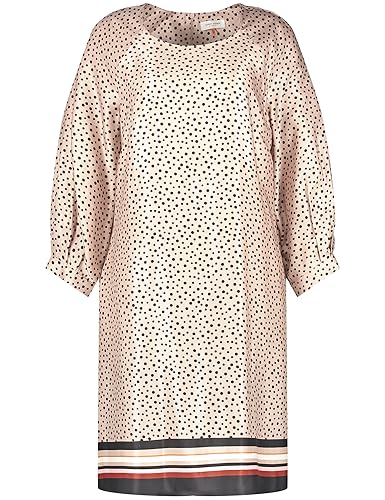 Gerry Weber Damen Fließendes Kleid mit Ballonärmeln 3/4 Arm, Raglanarm gepunktet kurz Ecru/Weiss/Schwarz Druck 40 von Gerry Weber