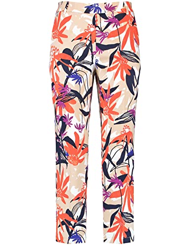 Gerry Weber Damen Floral gemusterte 7/8 Hose floral, Gemustert 7/8 Länge Ecru/Weiss/Rot/Orange Druck 38 von Gerry Weber