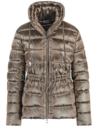 Gerry Weber Damen Gefütterte Outdoorjacke mit dezentem Snake Print elastischer Ärmelsaum, Langarm unifarben Cacao 42 von Gerry Weber