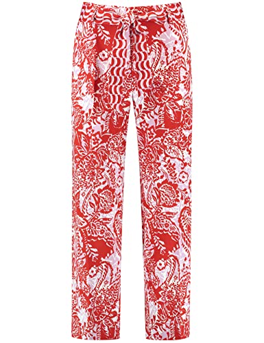 Gerry Weber Damen Gemusterte 7/8 Hose mit Bindegürtel floral, Gemustert 7/8 Länge Ecru/Weiss/Rot/Orange Druck 44 von Gerry Weber