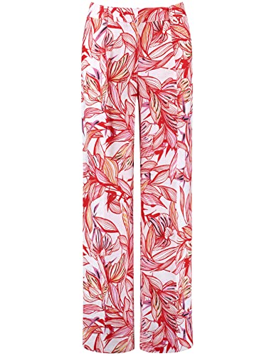 Gerry Weber Damen Gemusterte Leinenhose Wide Leg floral, Gemustert reguläre Länge Lila/Pink/Rot/Orange Druck 38 von Gerry Weber