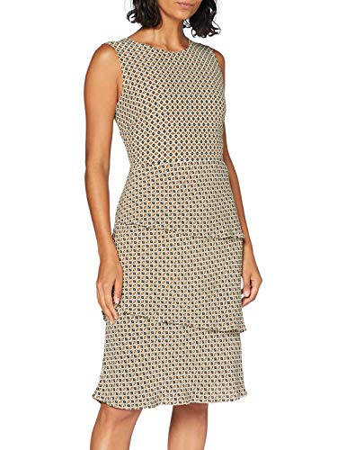 GERRY WEBER Womens 380047 Dress, Ecru Gelb Sand Schwarz Dr, 38 von Gerry Weber