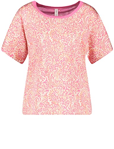 Gerry Weber Damen Gemustertes Kurzarmshirt mit Seitenschlitzen halber Arm Gemustert Lila/Pink/Rot/Orange Druck 42 von Gerry Weber