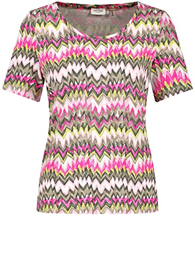 Gerry Weber Damen Gemustertes T-Shirt Kurzarm Gemustert Grün/Lila/Pink Druck 40 von Gerry Weber