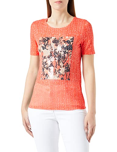 GERRY WEBER Edition Damen 870093-44081 T-Shirt, Rot/Orange/Ecru/Weiss Druck, 44 von Gerry Weber