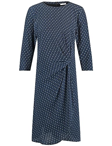 Gerry Weber Damen Gepunktetes Kleid mit Knotendetail 3/4 Arm gepunktet knieumspielend Schwarz/Blau Druck 36 von Gerry Weber