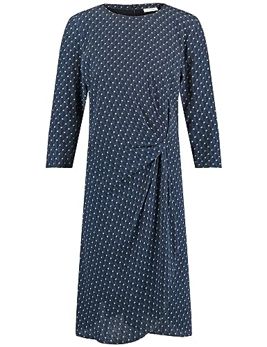 Gerry Weber Damen Gepunktetes Kleid mit Knotendetail 3/4 Arm gepunktet knieumspielend Schwarz/Blau Druck 38 von Gerry Weber